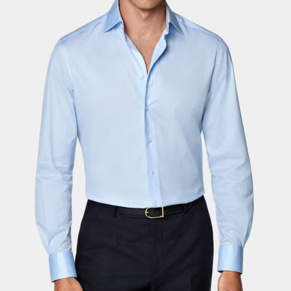 SuitSupply Egyptian Cotton Blue Slim Fit Shirt